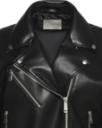 FAUX LEATHER MOTO JACKET W/BELT