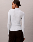 Viscose Blend Ribbed Mock Neck Sweater - Calvin Klein