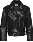 FAUX LEATHER MOTO JACKET W/BELT