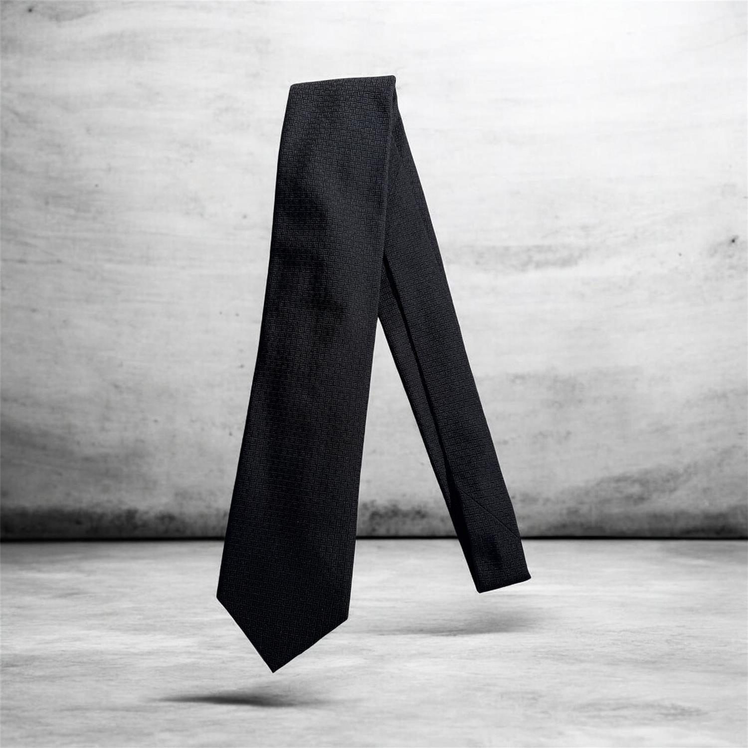 Tie Silk woven Black - Profuomo