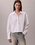 Poplin Relaxed Cropped Button-Up Shirt - Calvin Klein