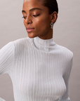 Viscose Blend Ribbed Mock Neck Sweater - Calvin Klein