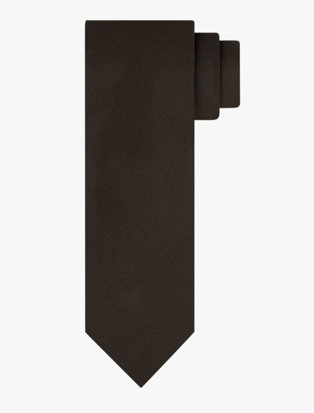 Tie Silk woven Dark brown - Profuomo
