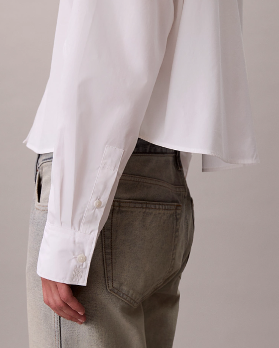 Poplin Relaxed Cropped Button-Up Shirt - Calvin Klein