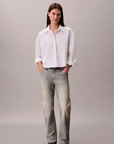 Poplin Relaxed Cropped Button-Up Shirt - Calvin Klein