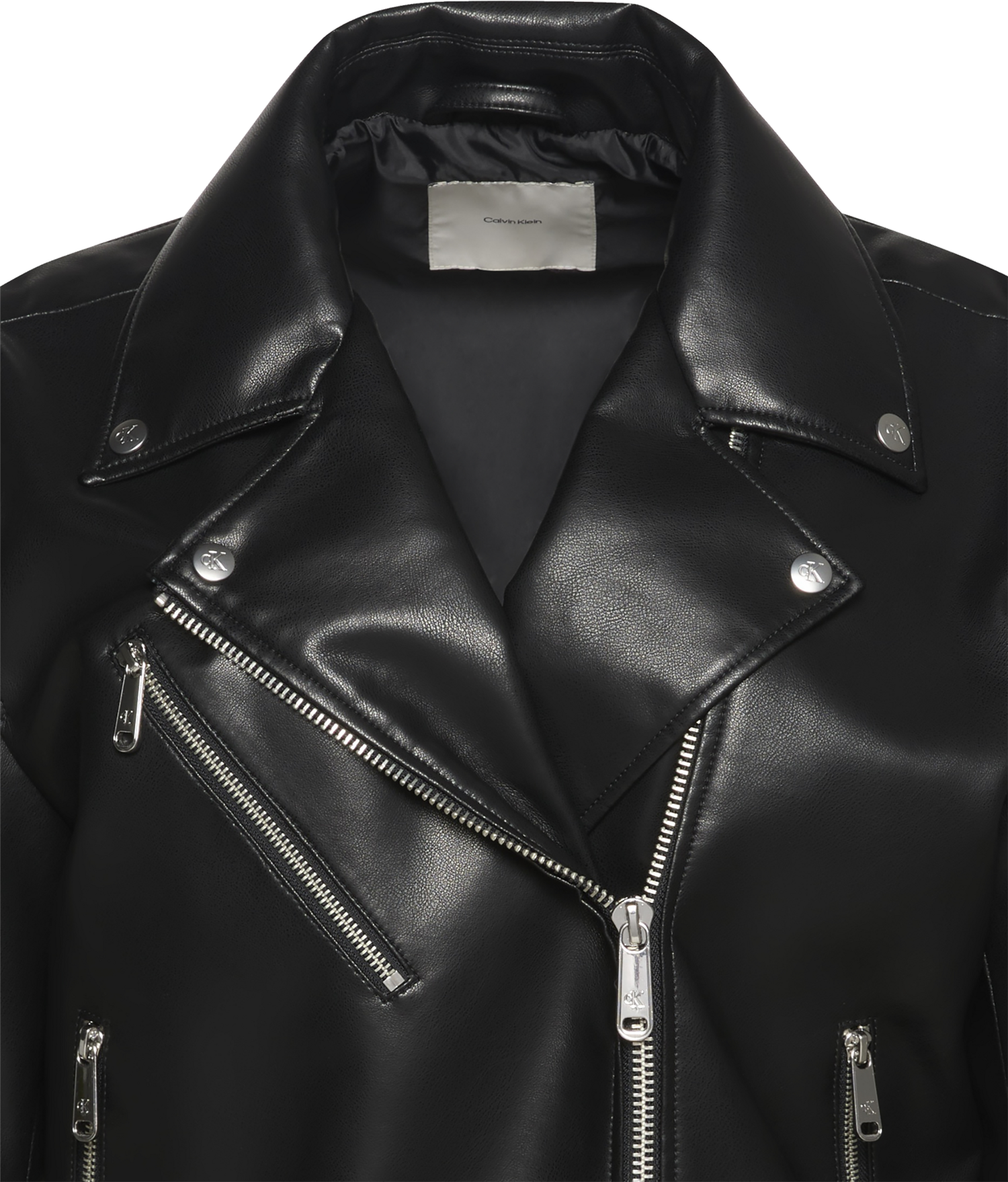 FAUX LEATHER MOTO JACKET W/BELT - Calvin Klein